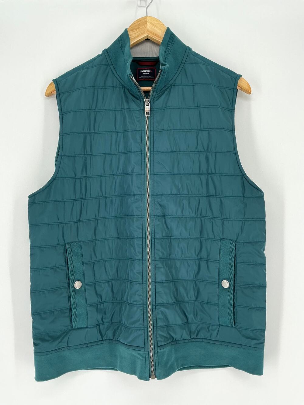 UNTUCKit Rebulo Vest Men’s Medium Teal Quilted Full Zip Regular Fit 4086